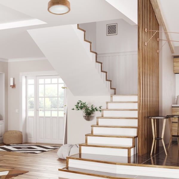 Smeđa stropna svjetiljka sa staklenim sjenilom ø 27 cm Eveline – LAMKUR-image-2