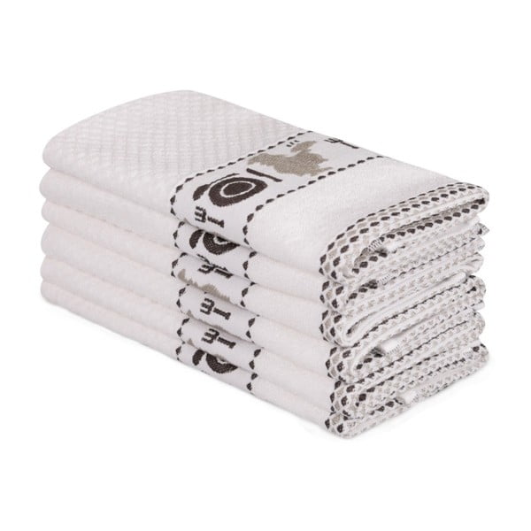 Set od 6 bež pamučnih ručnika Beyaz Asci, 30 x 50 cm