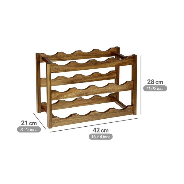 Držač za boce vina od masivnog bagrema u prirodnoj boji broj boca 12 kom 42x28x21 cm Fondi – Wenko-image-2