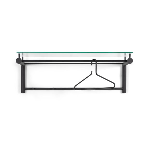 Crna metalna zidna vješalica s policom Suza – Spinder Design-image-2