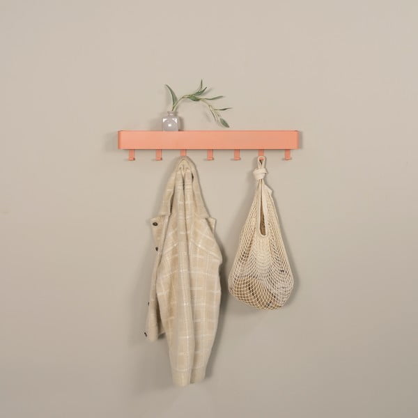 Metalna zidna vješalica u boji lososa s policom 72 cm Dax Play – Spinder Design-image-3