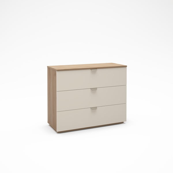 Krem/u prirodnoj boji komoda u dekoru hrasta 100x80x40 cm Dennis – Marckeric-image-3