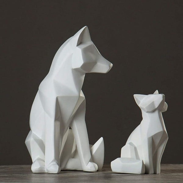 Matirana bijela skulptura PT LIVING Origami Fox, visina 26 cm-image-2