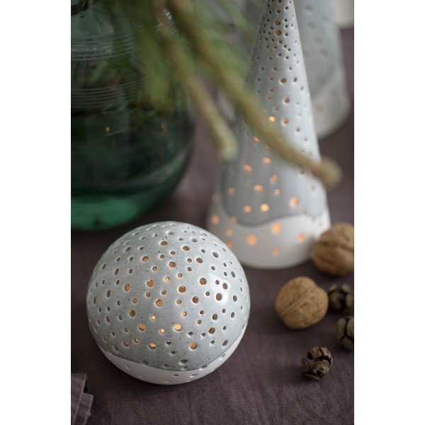 Sivi božićni svijećnjak od koštanog porculana Kähler Design Nobili, ⌀ 14 cm-image-1