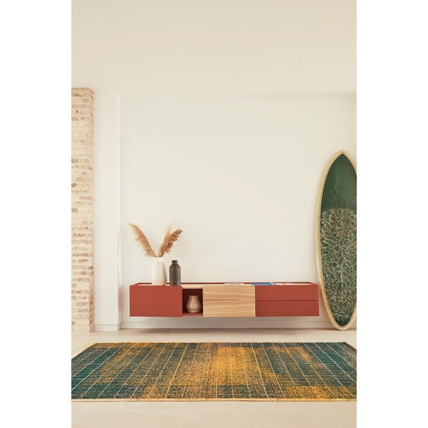 Ciglasta/u prirodnoj boji TV komoda u dekoru hrasta 180x45 cm Otto – Teulat-image-1