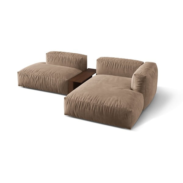 Svjetlo smeđa baršunasti kutna garnitura (s desnim kutom/s ležaljkom) Martina – Micadoni -image-2