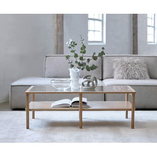 Stakleni stolić za kavu u prirodnoj boji 60x120 cm Elba – Unique Furniture