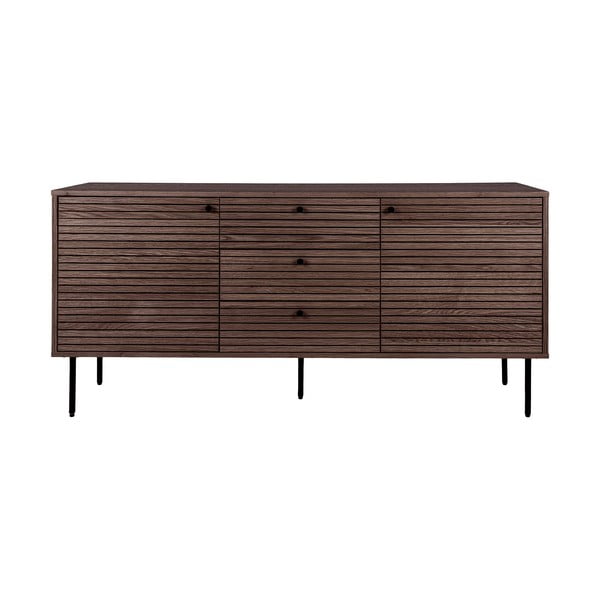 Tamno smeđa niska komoda u dekoru hrasta 150x74 cm Kyoto – House Nordic