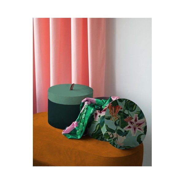 Set od 2 okrugle baršunaste kutije za pohranu Velvet Atelier Flowers-image-1