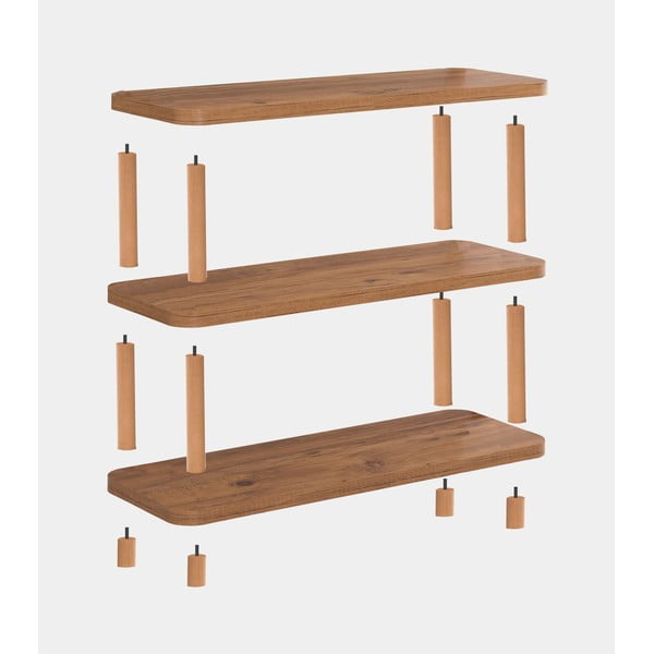 Polica za knjige u dekoru bora u prirodnoj boji 80x75 cm Step - Kalune Design-image-2