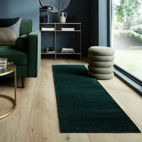 Tamno zelena staza od recikliranih vlakna 60x230 cm Sheen – Flair Rugs-image-1