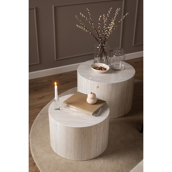 Bež okrugli stolići za kavu u setu 2 kom u kamenom dekoru ø 58 cm Dice – Actona-image-1