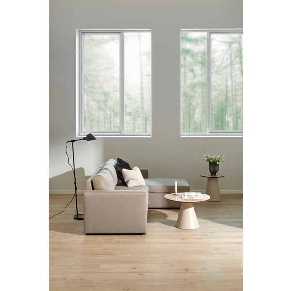 Krem/u prirodnoj boji okrugao stolić za kavu s pločom stola u dekoru hrasta ø 45 cm Soli – Actona-image-1