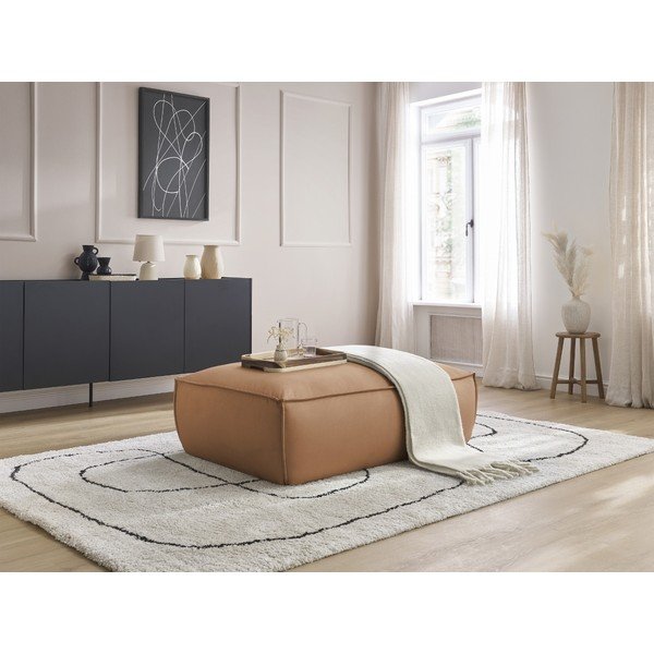Smeđi tabure od imitacije kože Boheme – Bobochic Paris-image-1