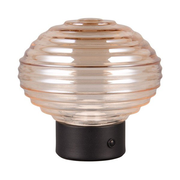 Crna/bež LED stolna lampa s mogućnosti zatamnjivanja sa staklenim sjenilom (visina 14,5 cm) Earl – Reality