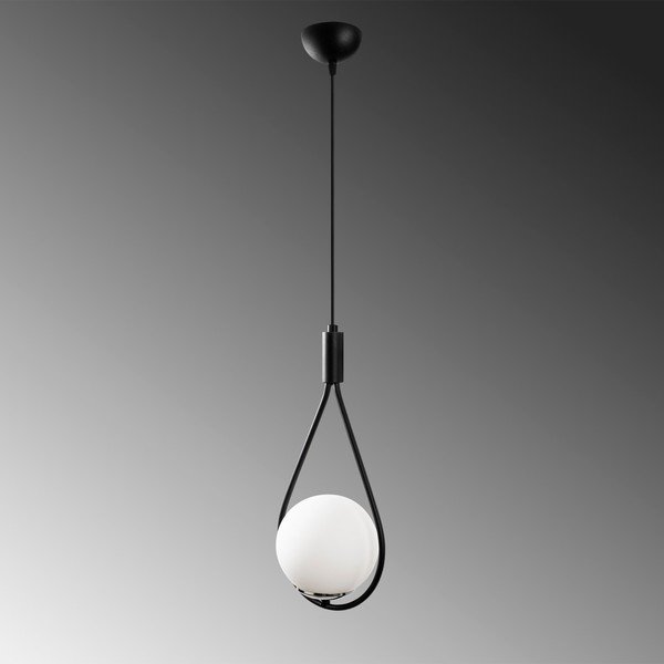 Crno-bijela viseća svjetiljka sa staklenim sjenilom Mudoni – Opviq lights-image-3