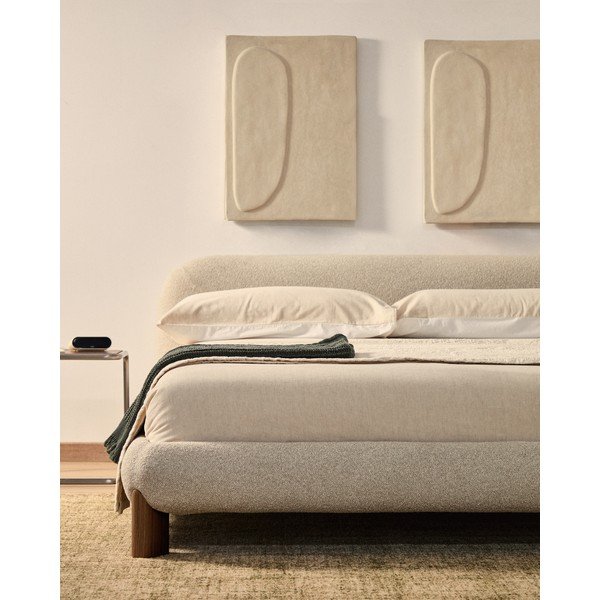 Bež tapecirani bračni krevet bez podnice 160x200 cm Odina – Kave Home-image-3