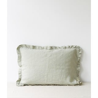 Svjetlozelena lanena jastučnica s naboranim rubom Linen Tales, 50 x 60 cm
