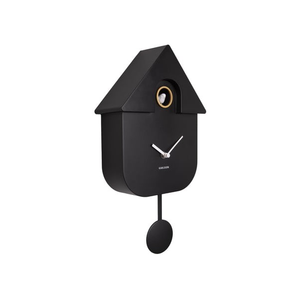 Crni zidni sat s klatnom Karlsson Modern Cuckoo, 21,5 x 41,5 cm-image-2