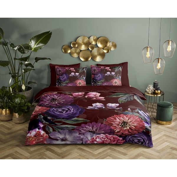 Posteljina od organskog pamuka boje vina Descanso Gerbera, 140 x 220 cm-image-1