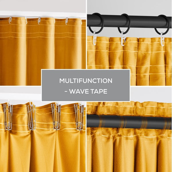 Žuta  zavjesa za djelomično zamračenje od samta 140x245 cm Pleat – Restilo-image-1