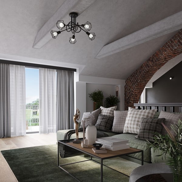 Crna stropna svjetiljka ø 10 cm Varpu – Sollux-image-1