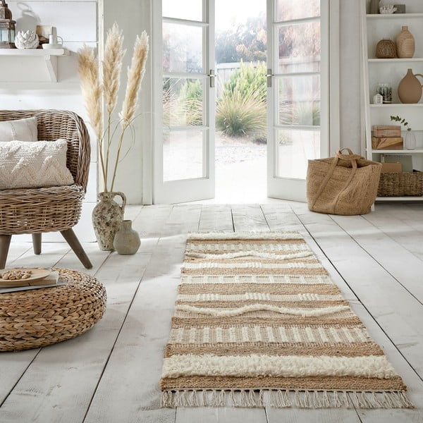 Bež staza od jute Flair Rugs Medina, 60 x 230 cm-image-1