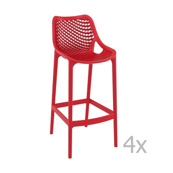 Set od 4 crvene barske stolice Resol Grid Simple, visina 75 cm