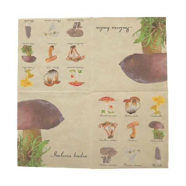 Set od 2 pakiranja salvete od 20 komada Esschert Design Mushroom-image-1