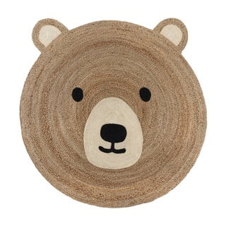 Juten dječji tepih u prirodnoj boji 100x100 cm Bertie Bear – Flair Rugs