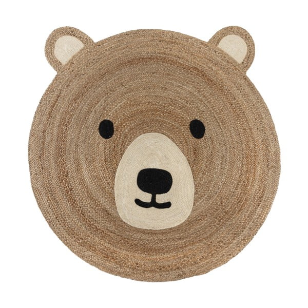 Juten dječji tepih u prirodnoj boji 100x100 cm Bertie Bear – Flair Rugs