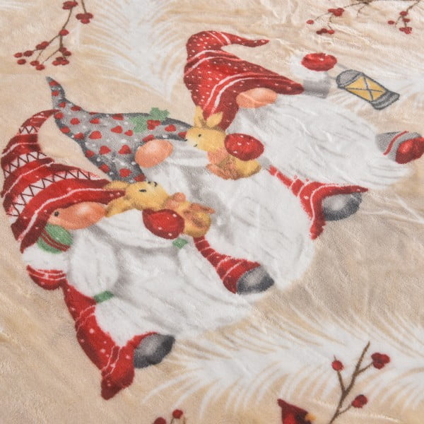 Krem deka s božićnim motivom od mikropliša 150x200 cm Goblin – My House-image-1