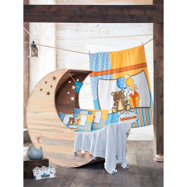 Set dječje posteljine i plahti sa pletenom dekicom Sweet Bear, 100x150 cm
