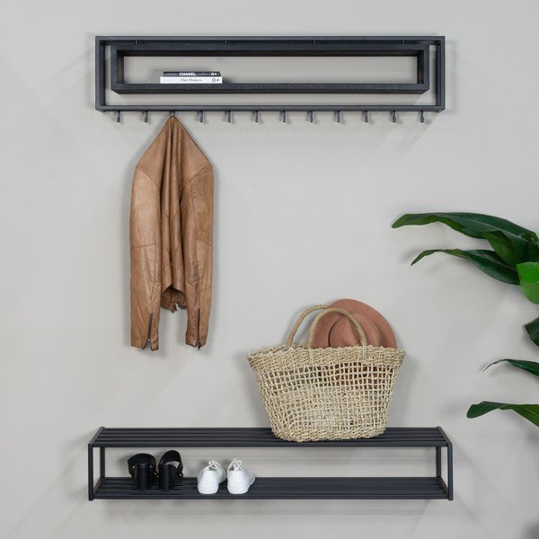 Crna metalna zidna vješalica s policom 118 cm School – Spinder Design-image-3