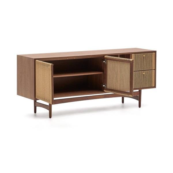 Smeđa niska komoda u dekoru oraha 180x73 cm Elan – Kave Home-image-3