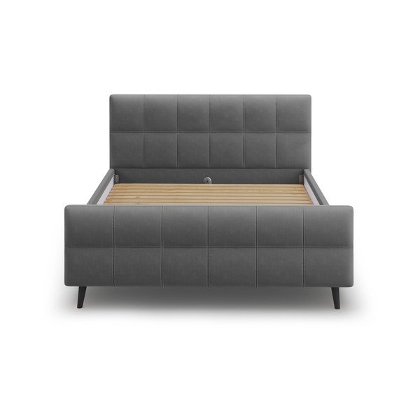 Tamno sivi tapecirani bračni krevet s podnicom 140x200 cm Gigi - Micadoni Home-image-1