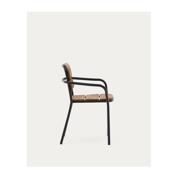 Crna/smeđa vrtna stolica od masivnog drveta/metalna Algueret – Kave Home-image-1