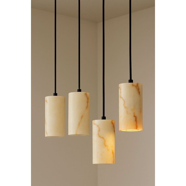 Krem viseća svjetiljka s mramornim sjenilom ø 6,5 cm Selma – Opviq lights-image-1