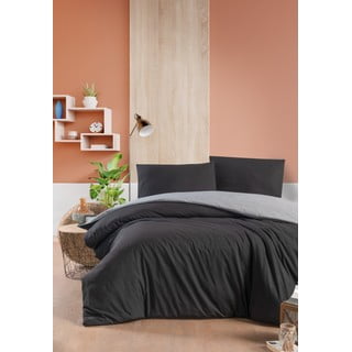 Crno-siva pamučna posteljina za bračni krevet/s produženom plahtom  200x220 cm - Mila Home