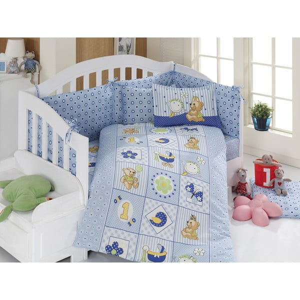 Set dječje posteljine i plahti Blue Teddy, 100x150 cm