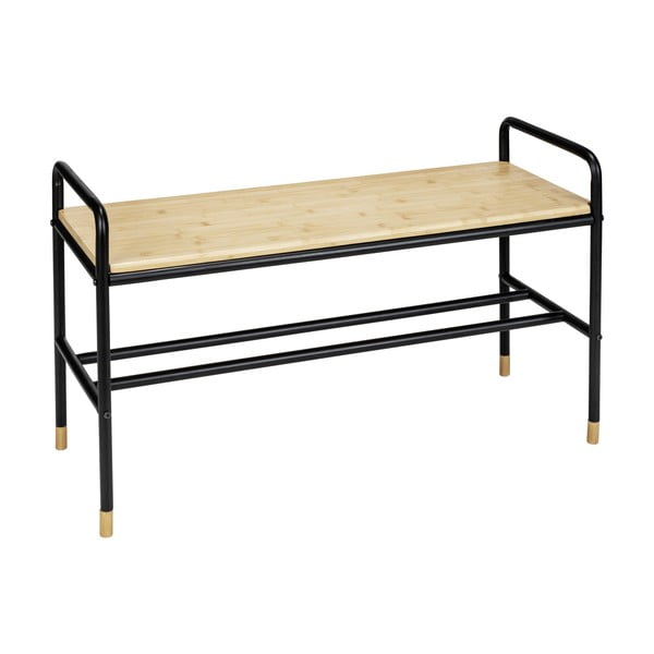 Crni/natur metalni stalak za cipele s klupom Loft - Wenko