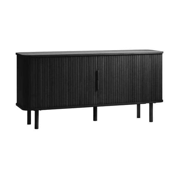 Crna niska komoda u dekoru hrasta s kliznim vratima 76x160 cm Cavo – Unique Furniture-image-4
