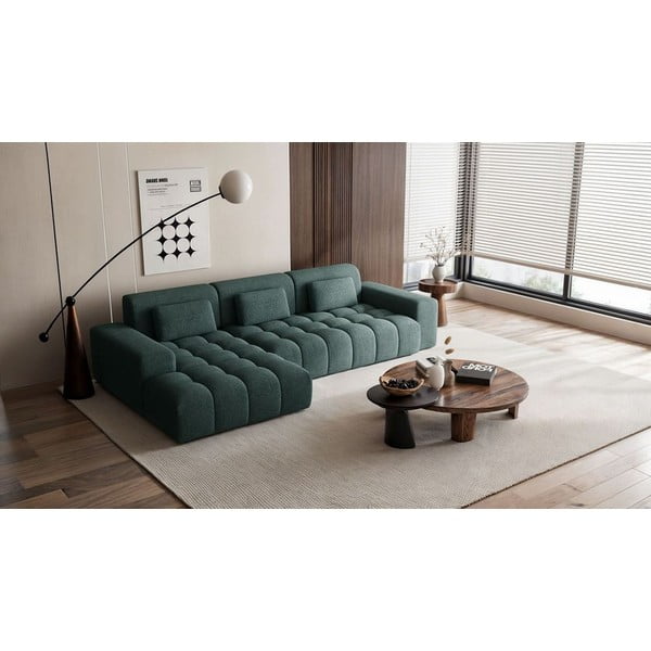 Plava kutna garnitura od šenila (s lijevim kutom/s ležaljkom) Chevi – Ghado-image-1