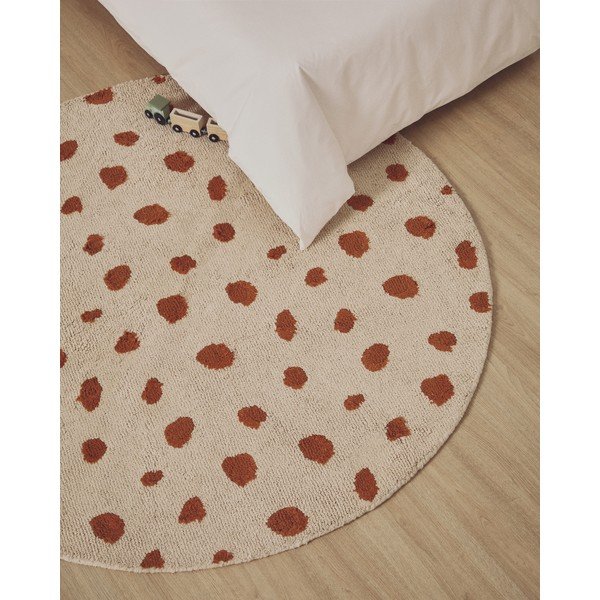 Krem periv/ručno rađen pamučan dječji tepih ø100 cm Tandani – Kave Home-image-1