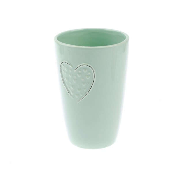 Svjetlozelena keramička vaza Dakls Hearts Dots, visina 18,3 cm