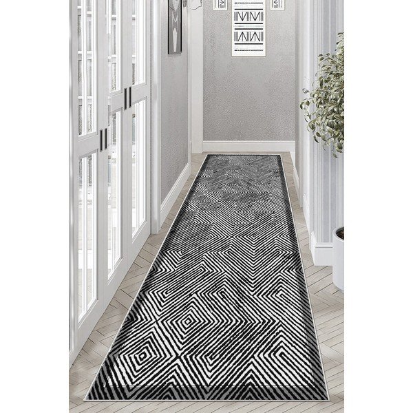 Crno-bijela periva staza 80x300 cm Rimio – Vitaus-image-1