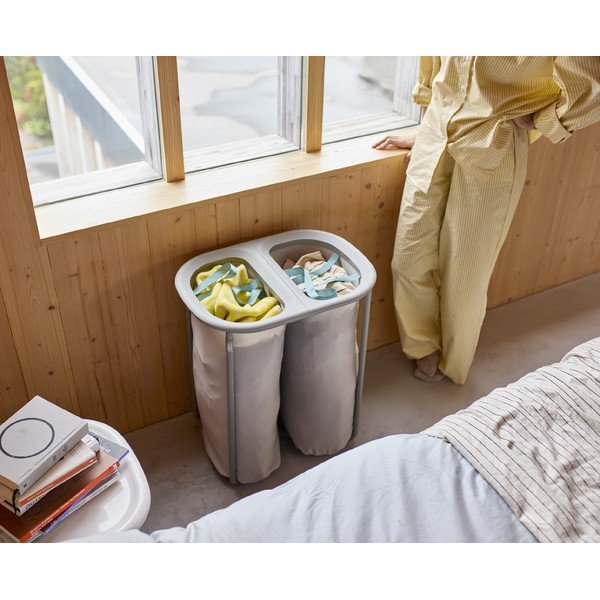 Svijetlo siva tekstilna košara za rublje 2x40 l Duo – Joseph Joseph-image-1