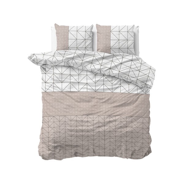 Bijelo-bež flanel posteljina Sleeptime Gino, 200 x 220 cm
