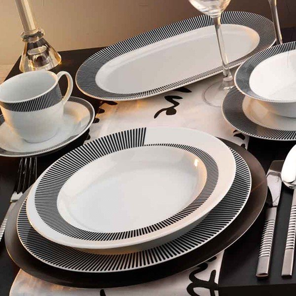 Set porculanskih tanjura Classic Grey, 24 kom