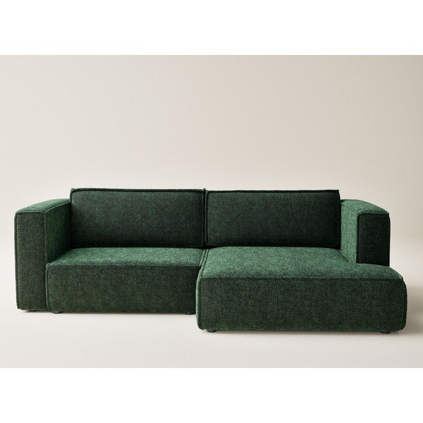 Tamno zelena sklopiva/s prostorom za odlaganje kutna garnitura od šenila (s desnim kutom/s ležaljkom) Velto – Maison de Rêve-image-2